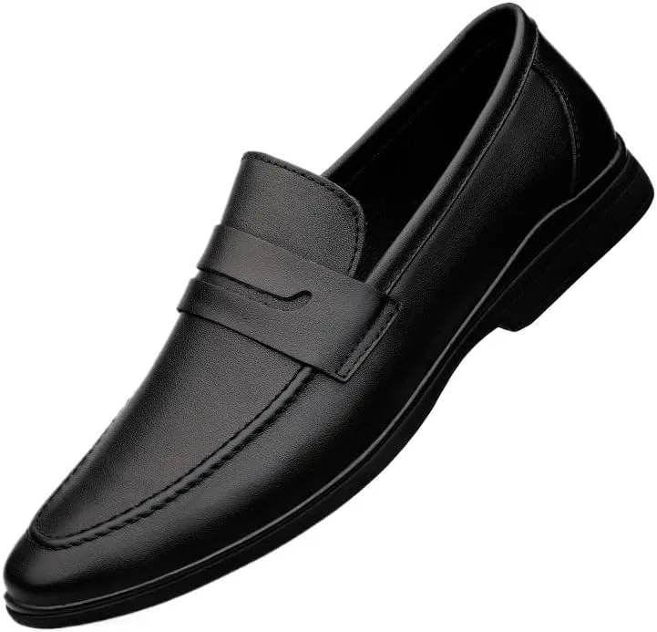 Dress Oxford for Men Slip On Mens Genuine Leather Casual Shoes Slip on Loafers Non Slip Breathable Driving Flats Walking Work Shoes