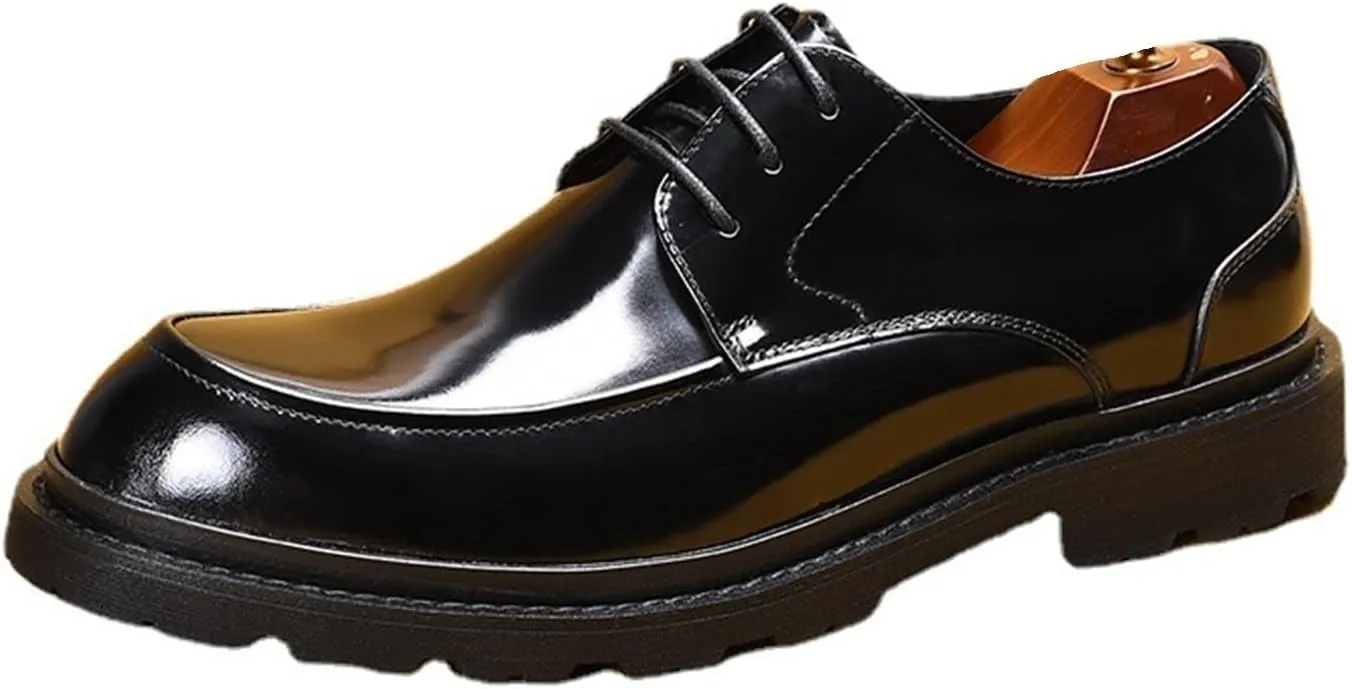 Dress Shoes for Men Luxury Trend Patent Leather Men's Derby Shoes Genuine Leather Casual & Business Footwear