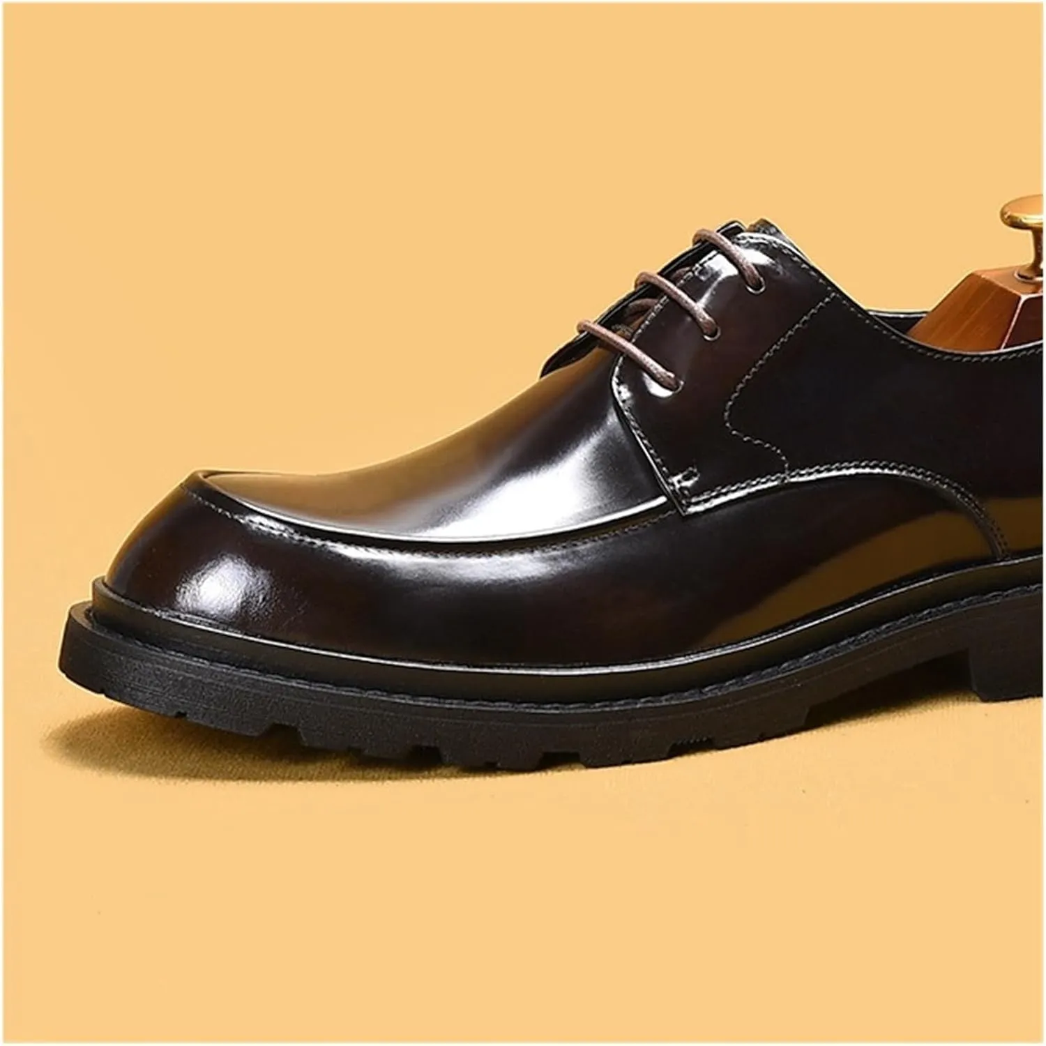 Dress Shoes for Men Luxury Trend Patent Leather Men's Derby Shoes Genuine Leather Casual & Business Footwear