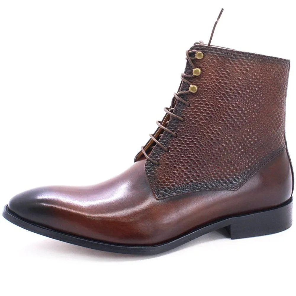DW Men's High Quality Leather Pointed Toe Ankle Boots