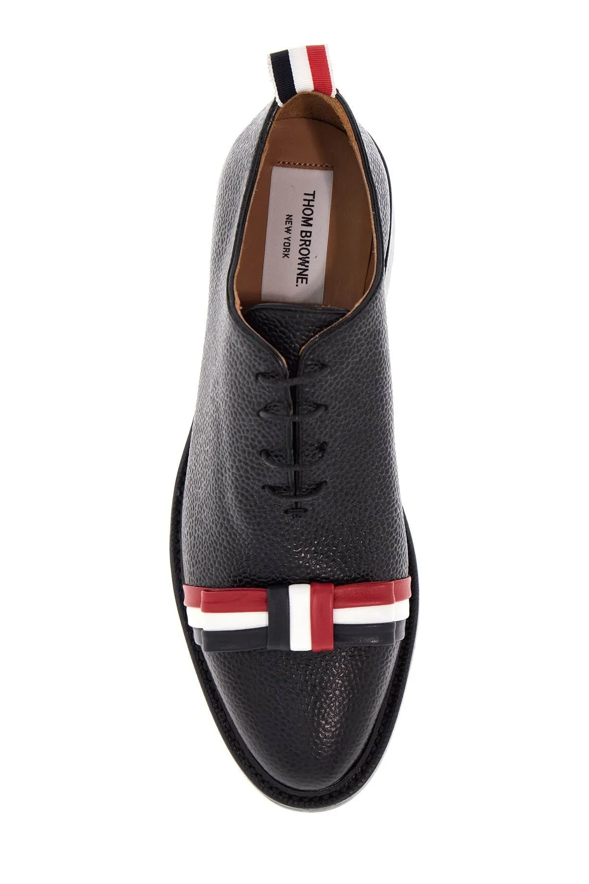 elegant wholecut shoes in black calfskin with rwb bow FFD012A 00198 BLACK