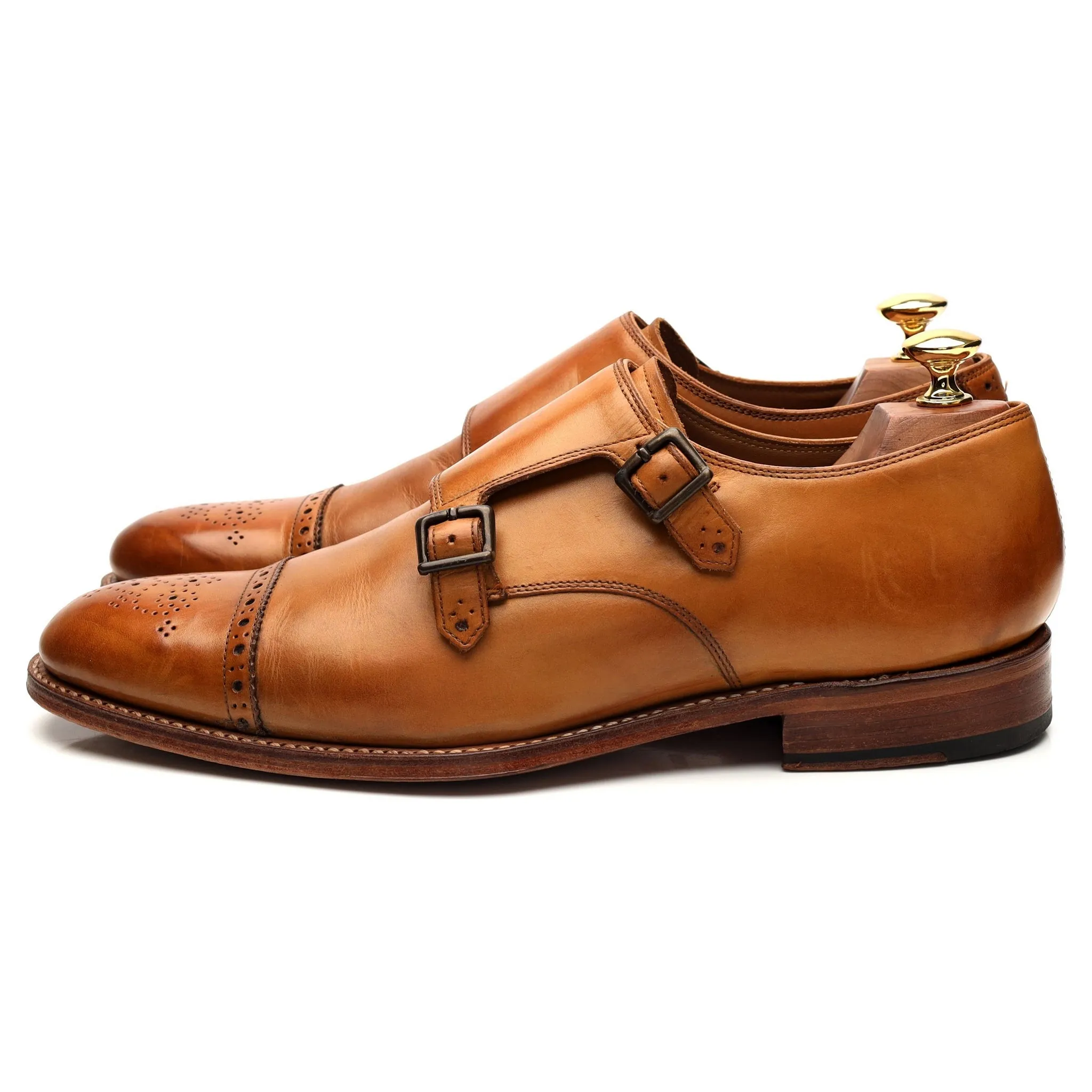 'Ellery' Tan Brown Leather Double Monk Strap UK 8 F