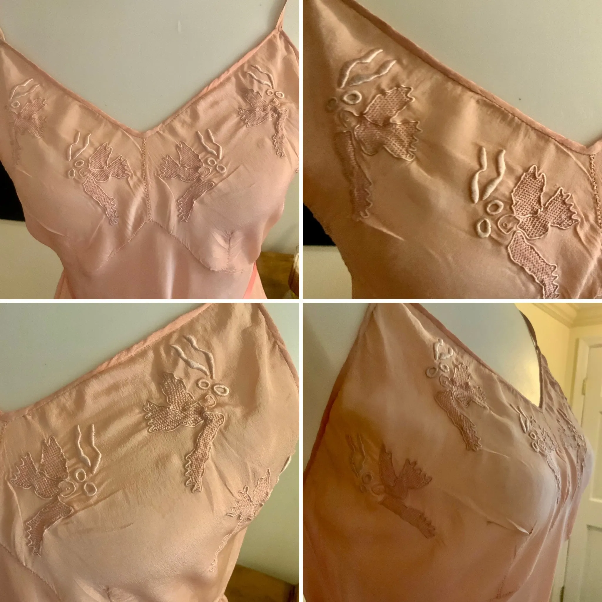 Embroidered Silk Slip Dress - 50s