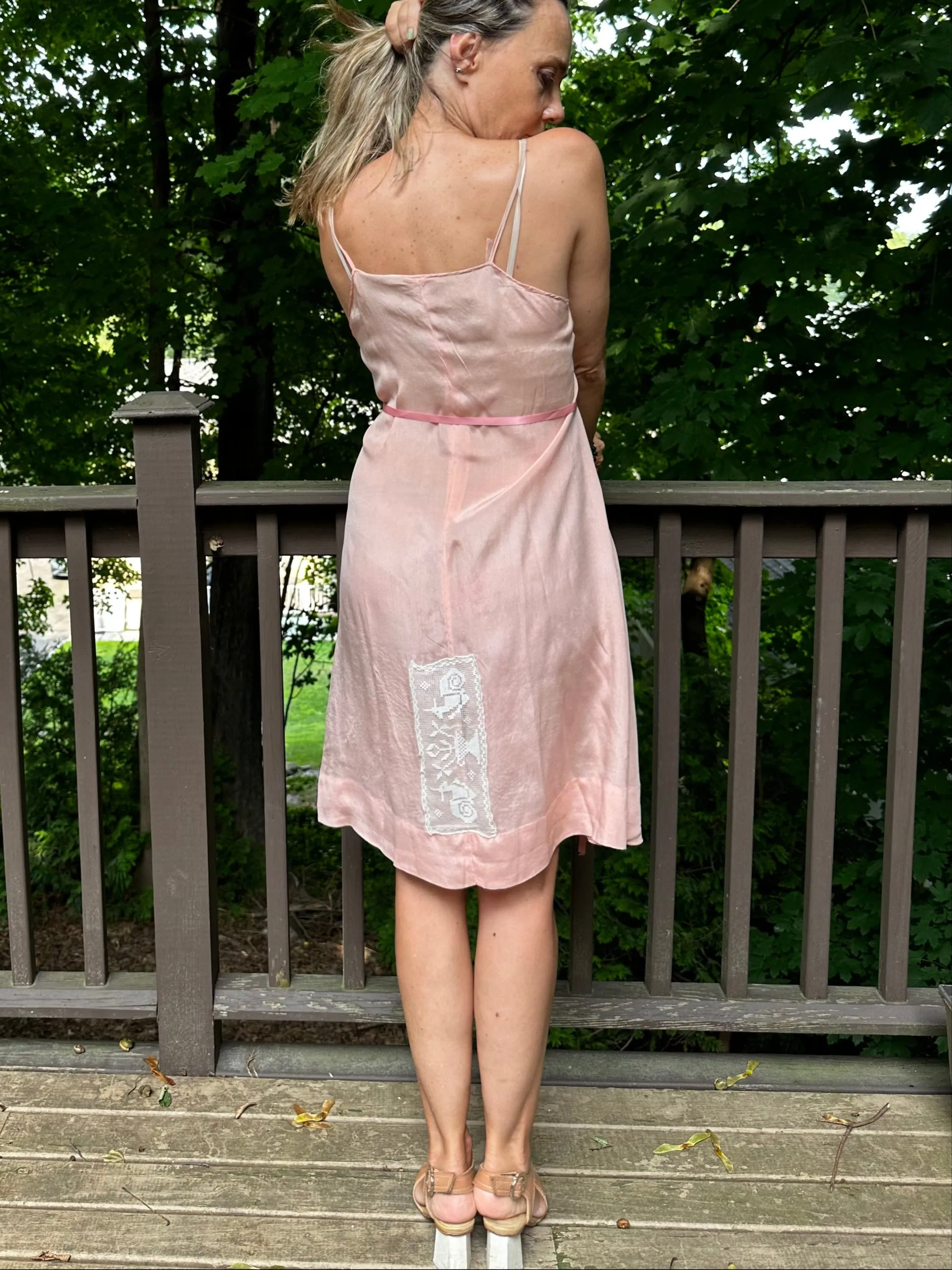 Embroidered Silk Slip Dress - 50s