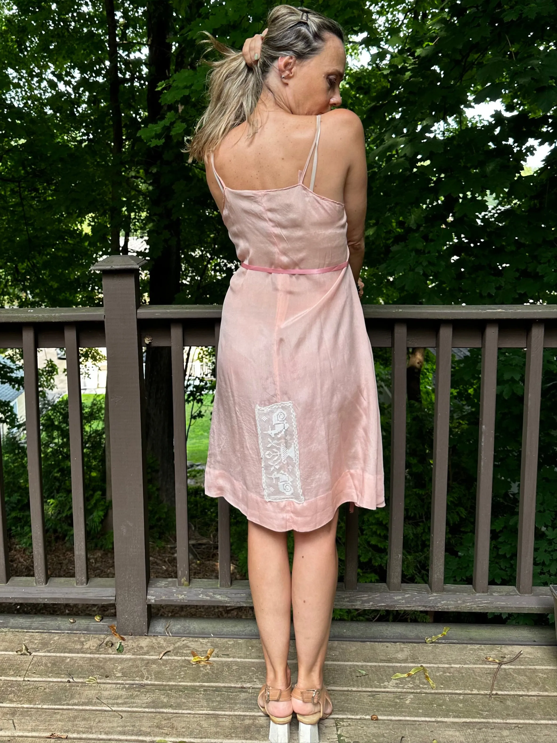 Embroidered Silk Slip Dress - 50s