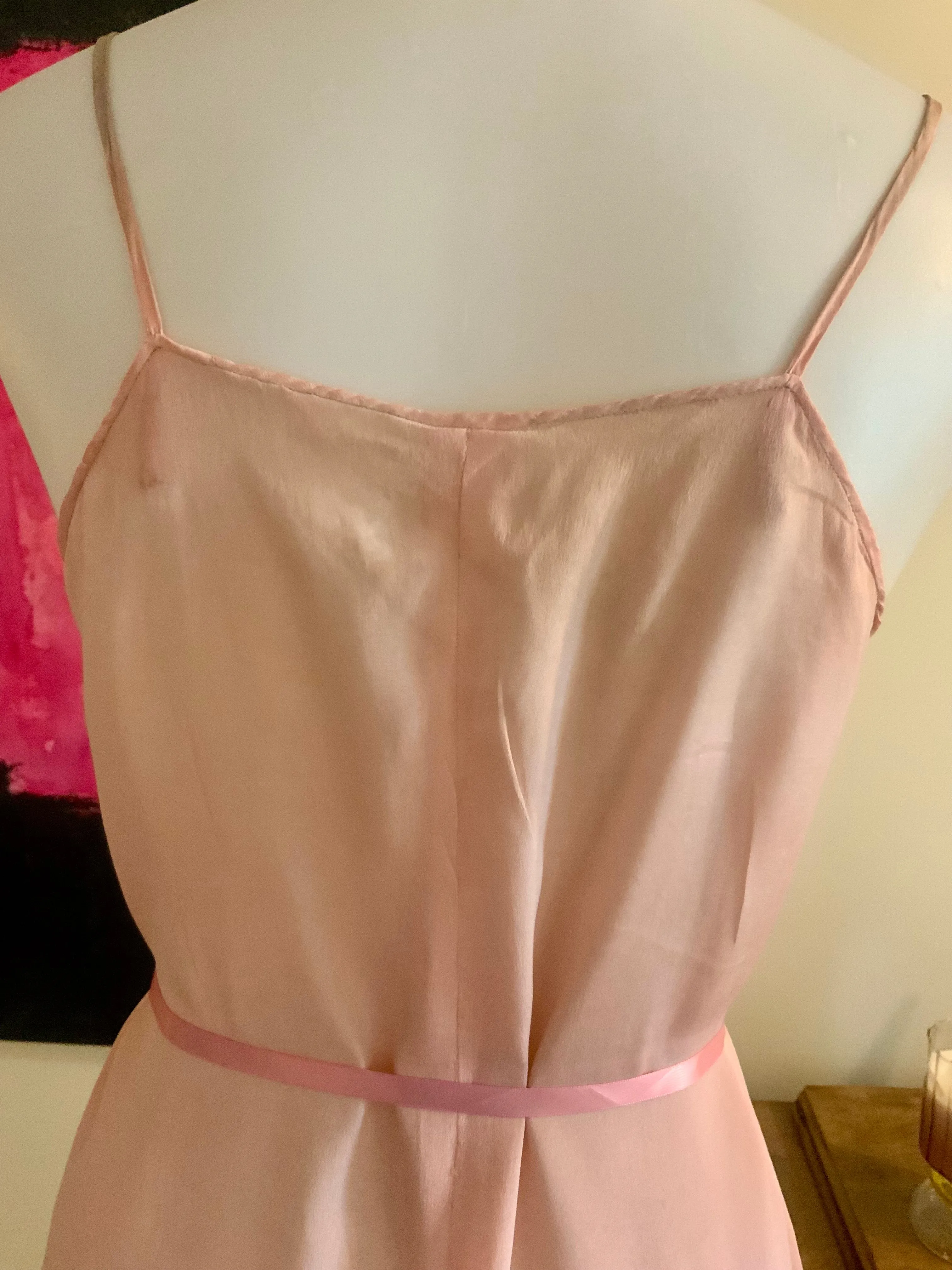 Embroidered Silk Slip Dress - 50s