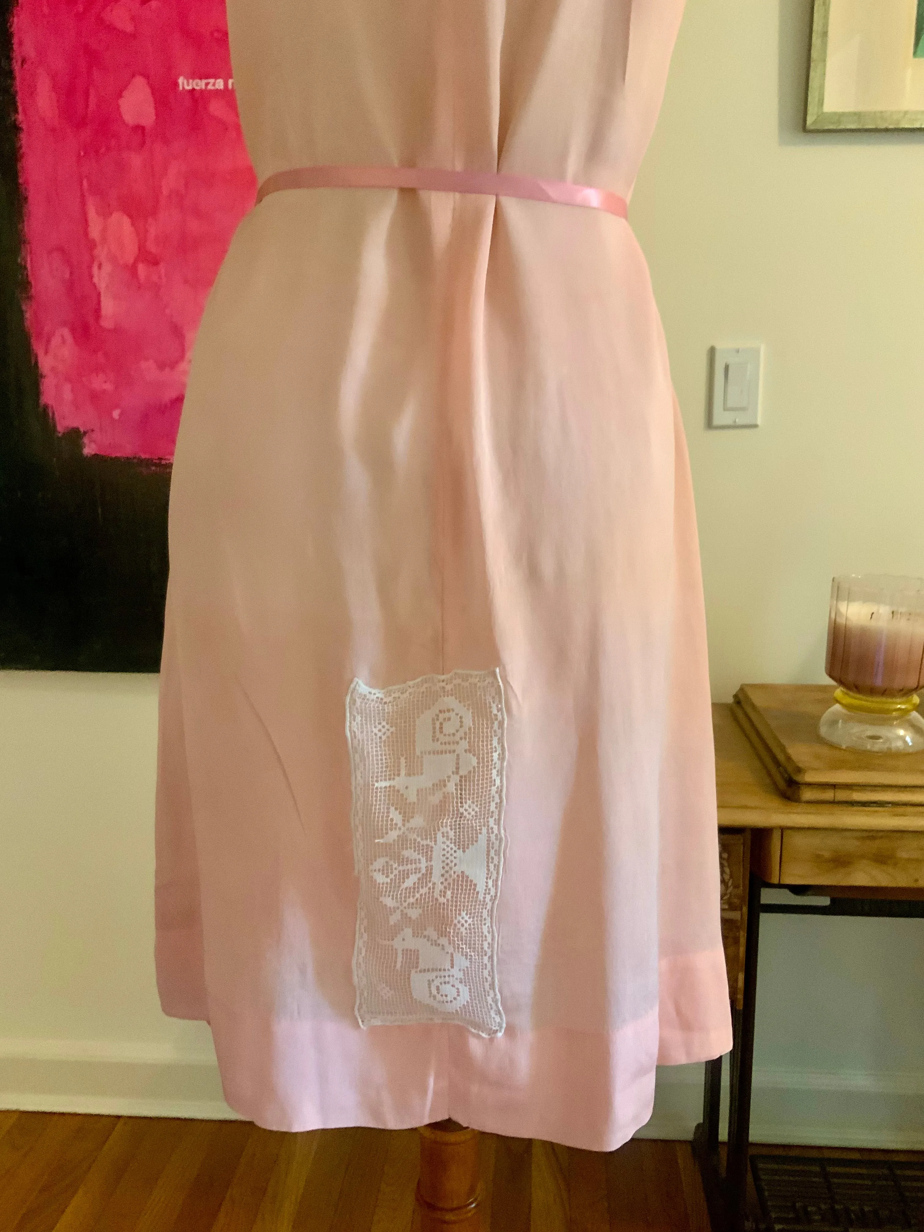 Embroidered Silk Slip Dress - 50s