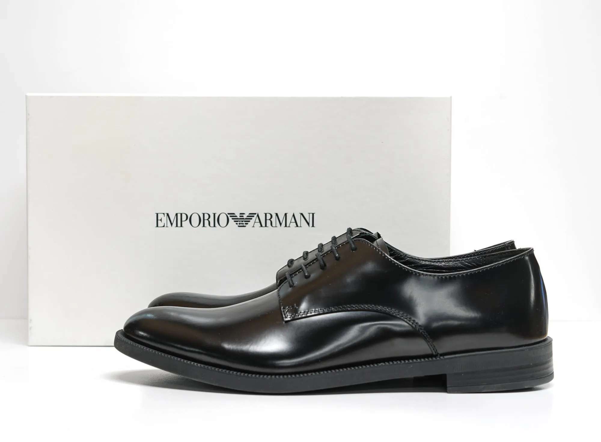 Emporio Armani Men's Black Derby Lace Up Shoes X4C510 - 30% off