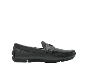Emporio Armani Men's Black Leather Logo Moccasins X4B124 20% OFF