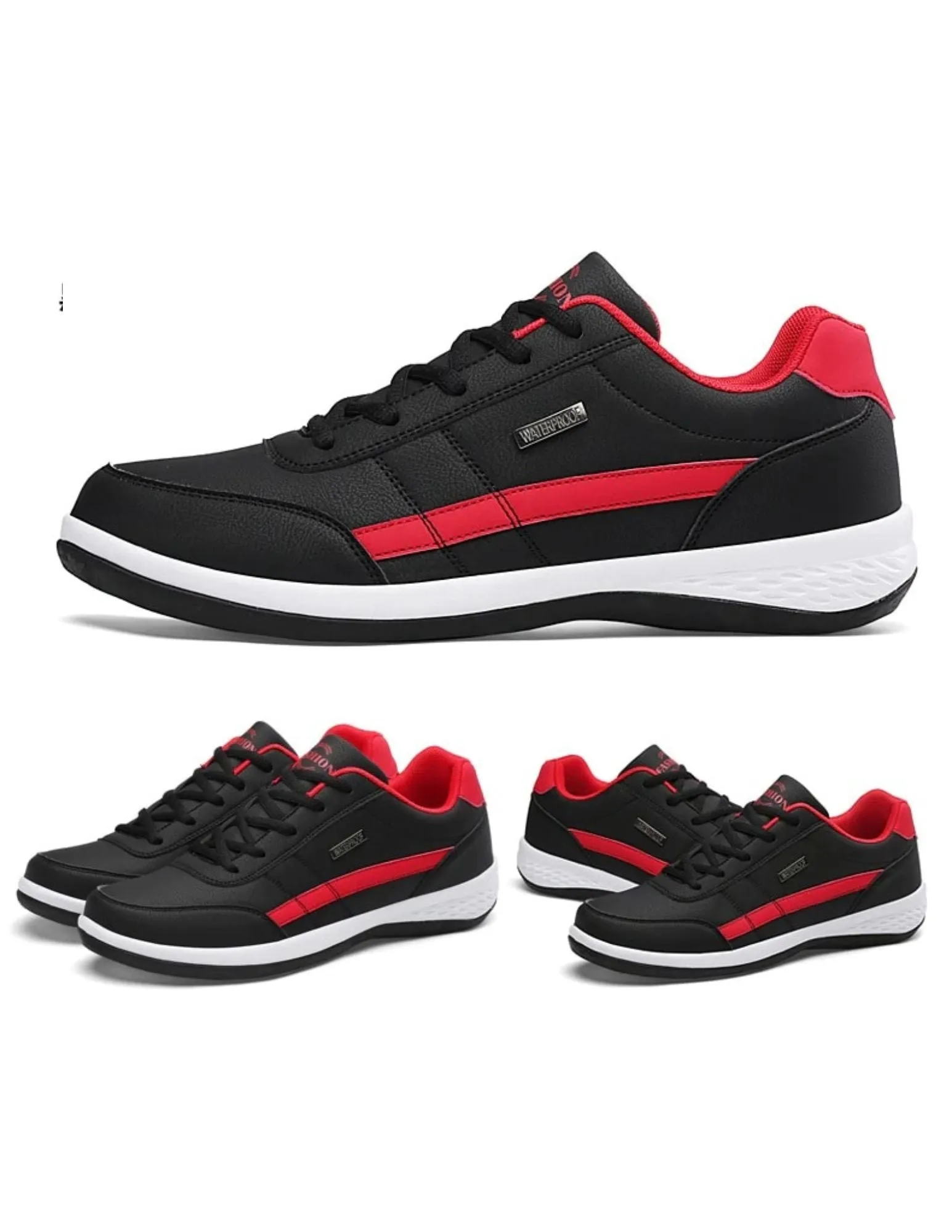 Faux Leather Casual Sneakers