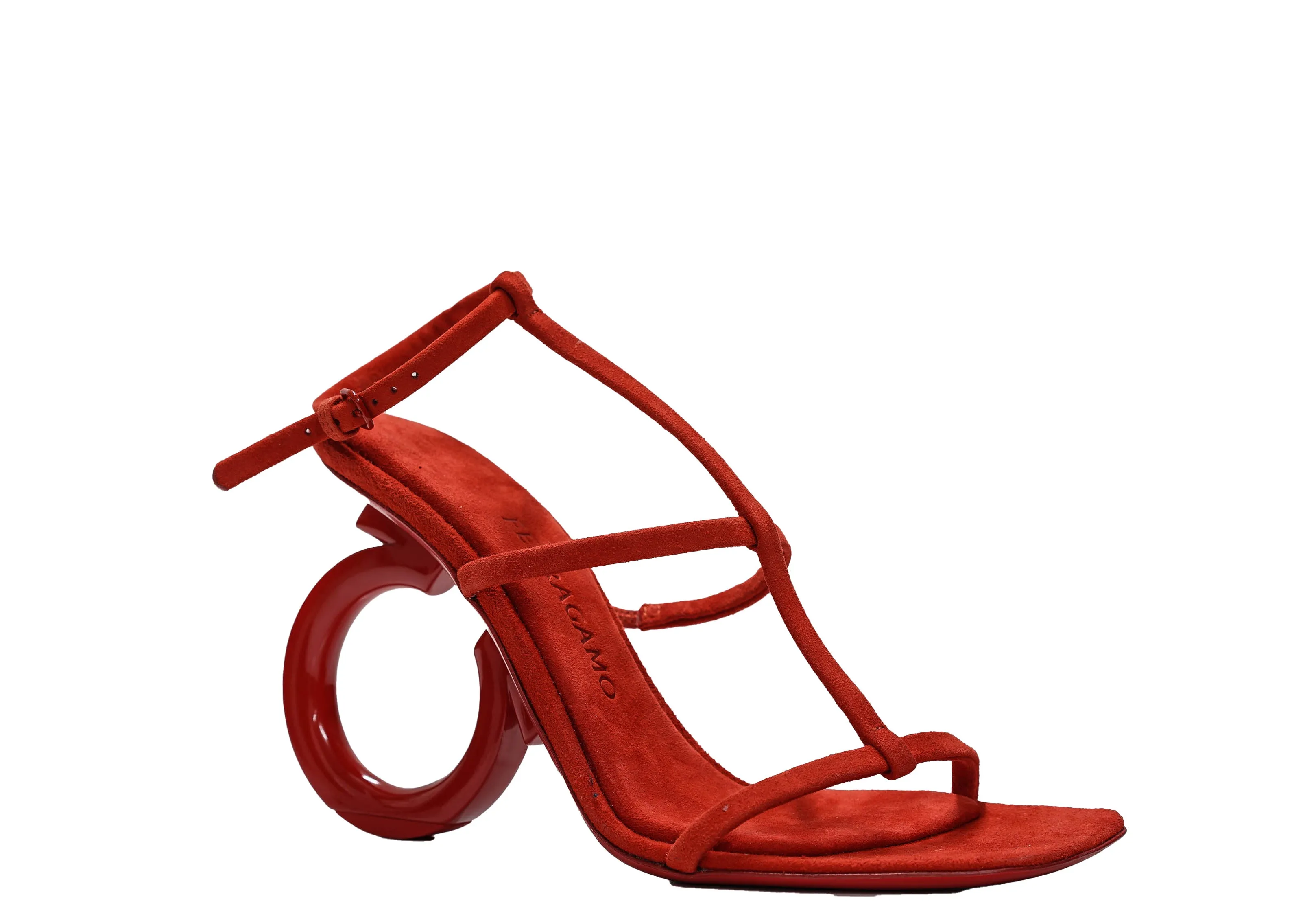 Ferragamo Women's Red Suede Sandal Elina 10.5cm 0760225 50% OFF