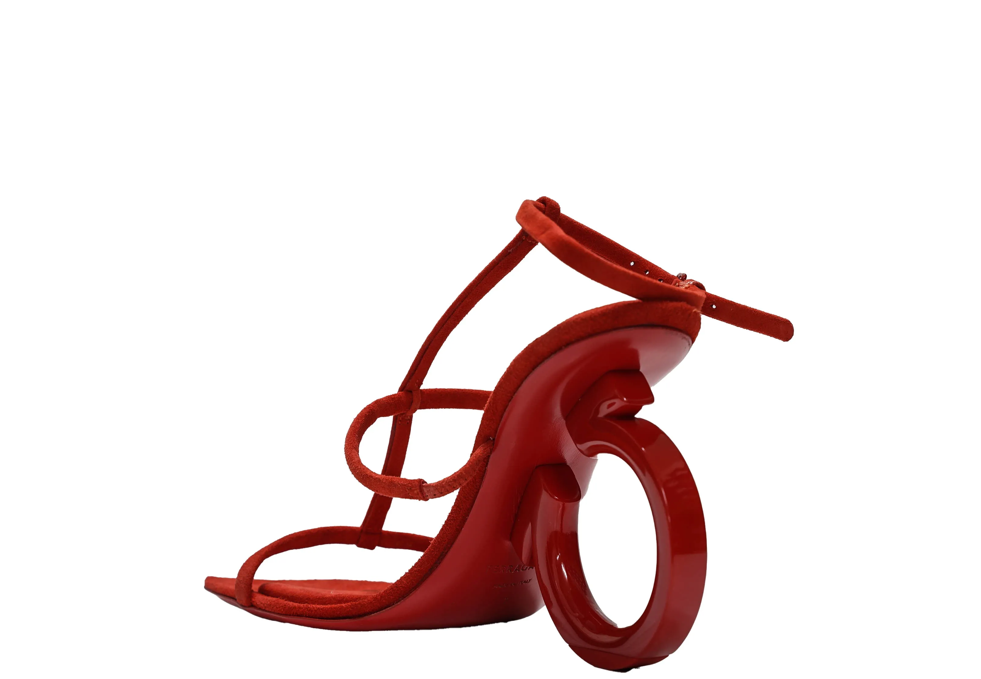 Ferragamo Women's Red Suede Sandal Elina 10.5cm 0760225 50% OFF