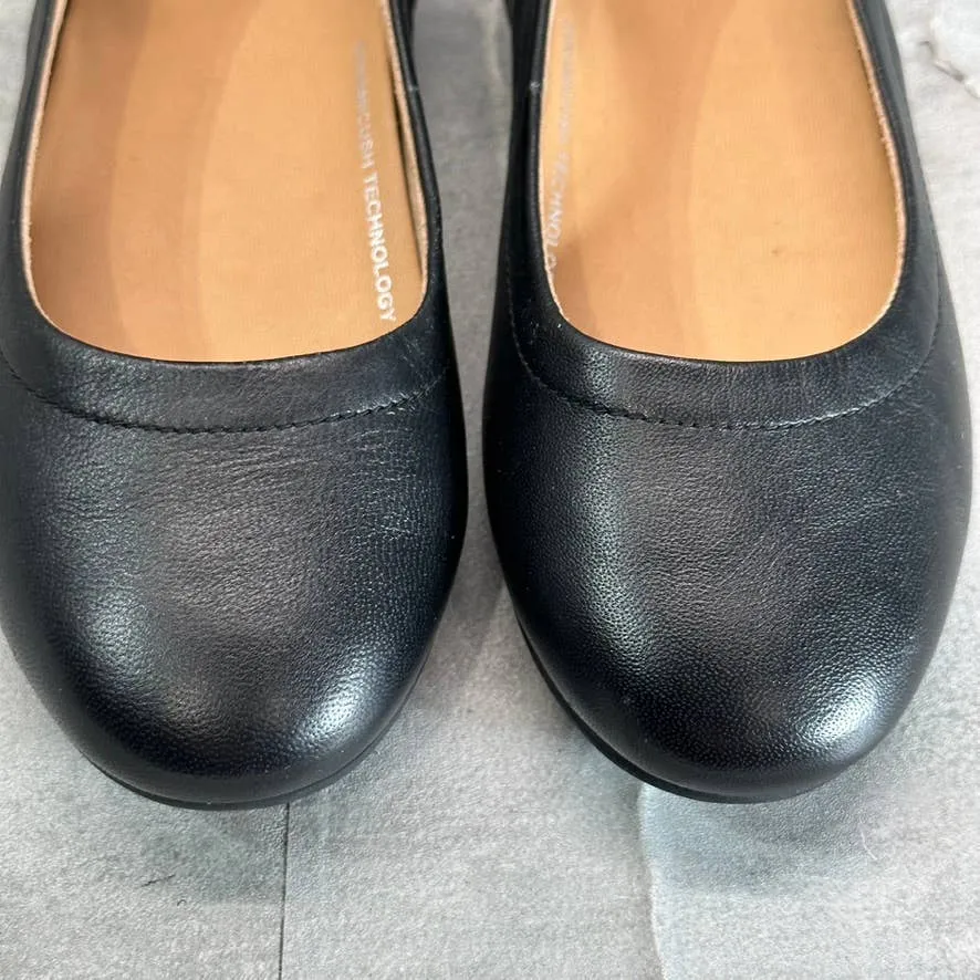 FITFLOP Women's Black Leather Allegro Round-Toe Ballerina Flats SZ 5