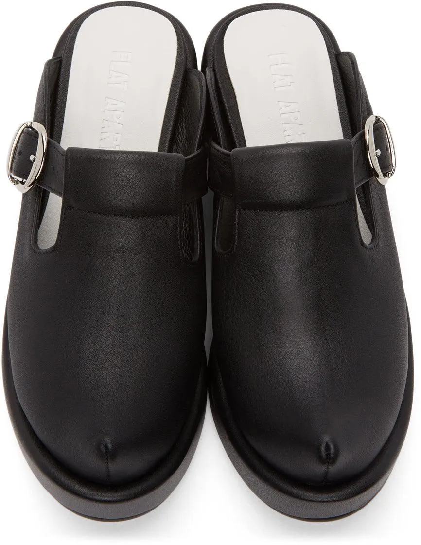 Flat Apartment Black Pointed Toe T-Bar Loafers
