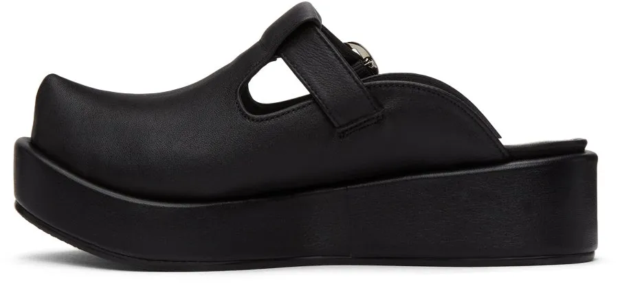 Flat Apartment Black Pointed Toe T-Bar Loafers