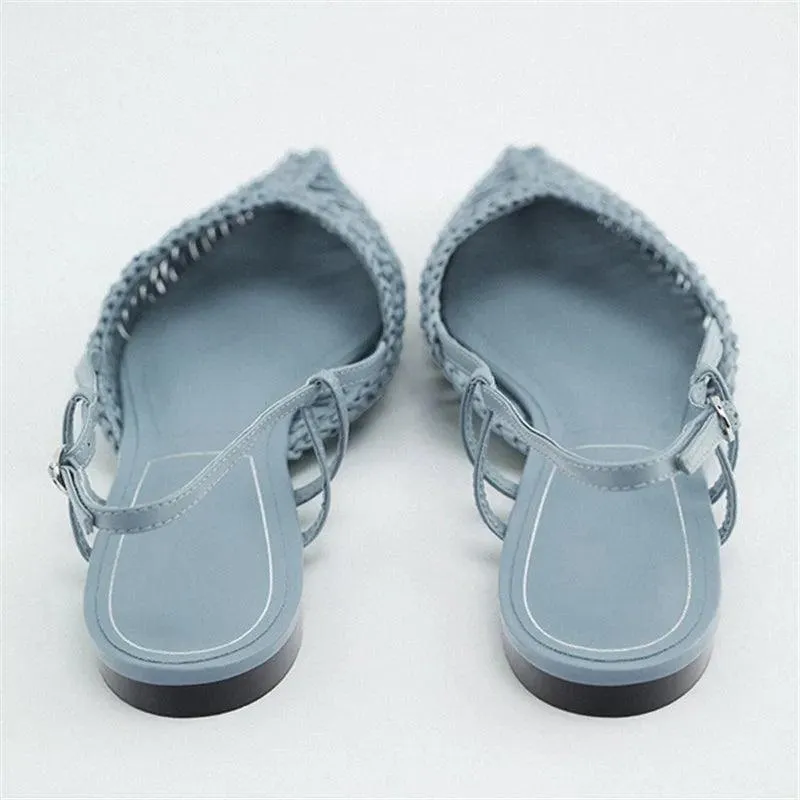 Flat Woven Slingback Flats - Sky Blue