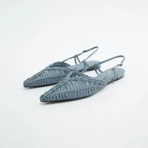Flat Woven Slingback Flats - Sky Blue