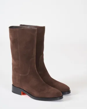 fleeces boot - dark brown suede
