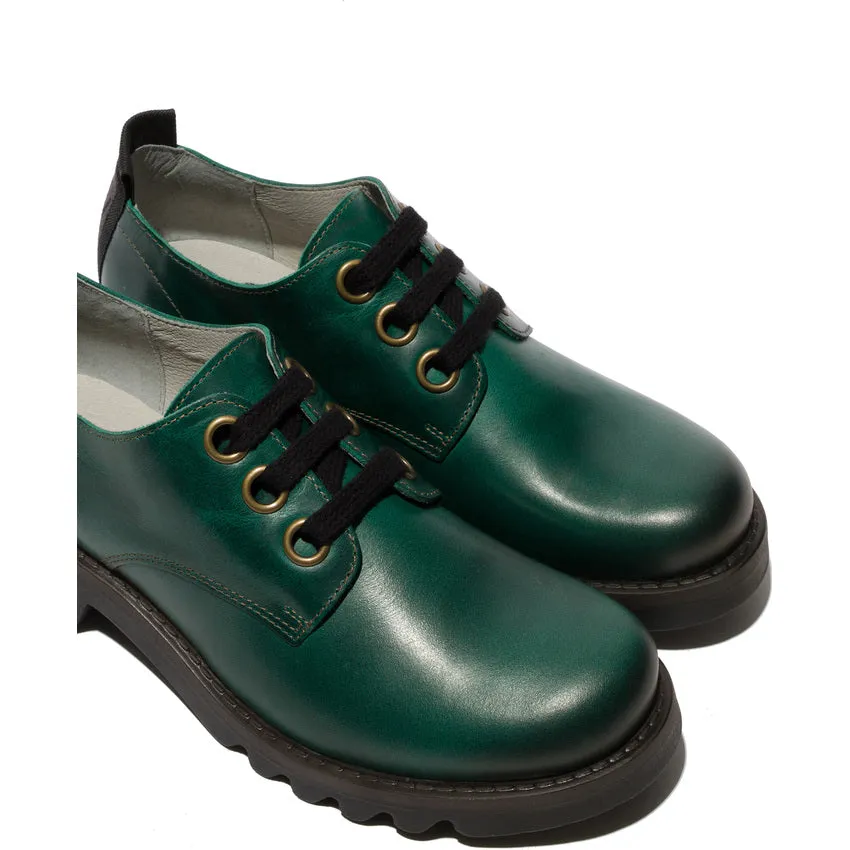 Fly London Women's RUDA538FLY Leather Lace-Up Shoes Shamrock Green