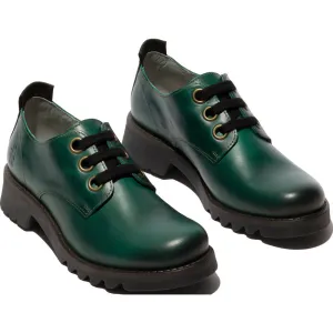 Fly London Women's RUDA538FLY Leather Lace-Up Shoes Shamrock Green