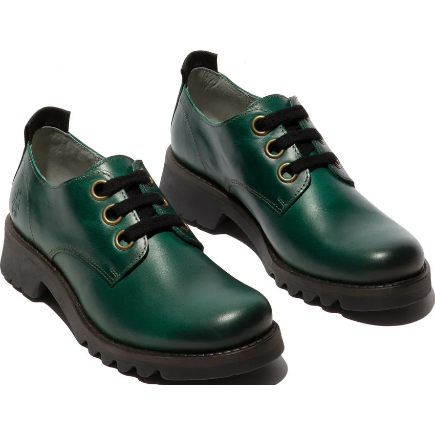 Fly London Women's RUDA538FLY Leather Lace-Up Shoes Shamrock Green