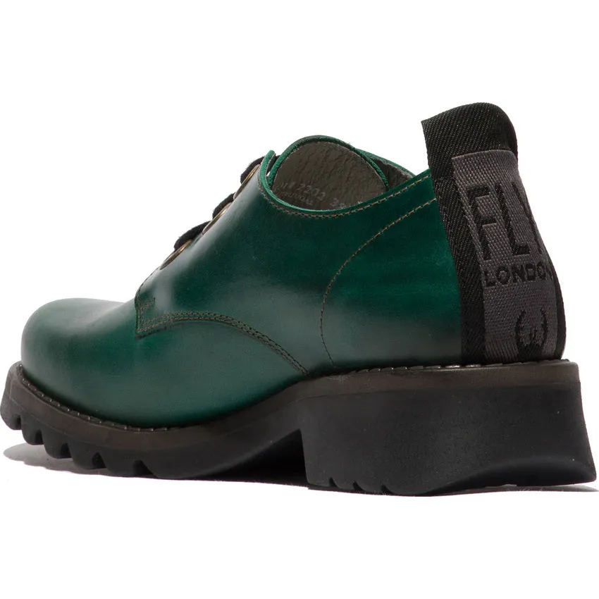 Fly London Women's RUDA538FLY Leather Lace-Up Shoes Shamrock Green