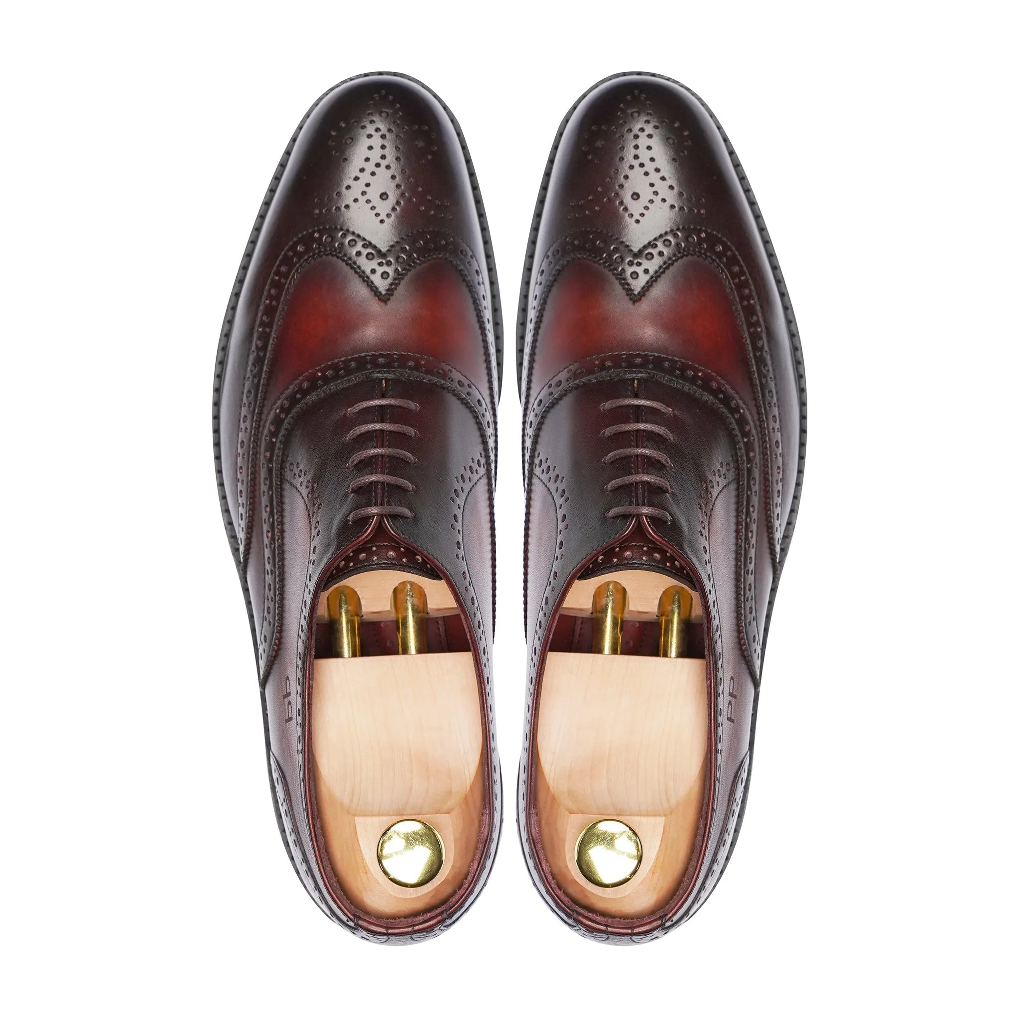 Fonz - Men's Brown Burgundy Calf Leather Oxford Shoe
