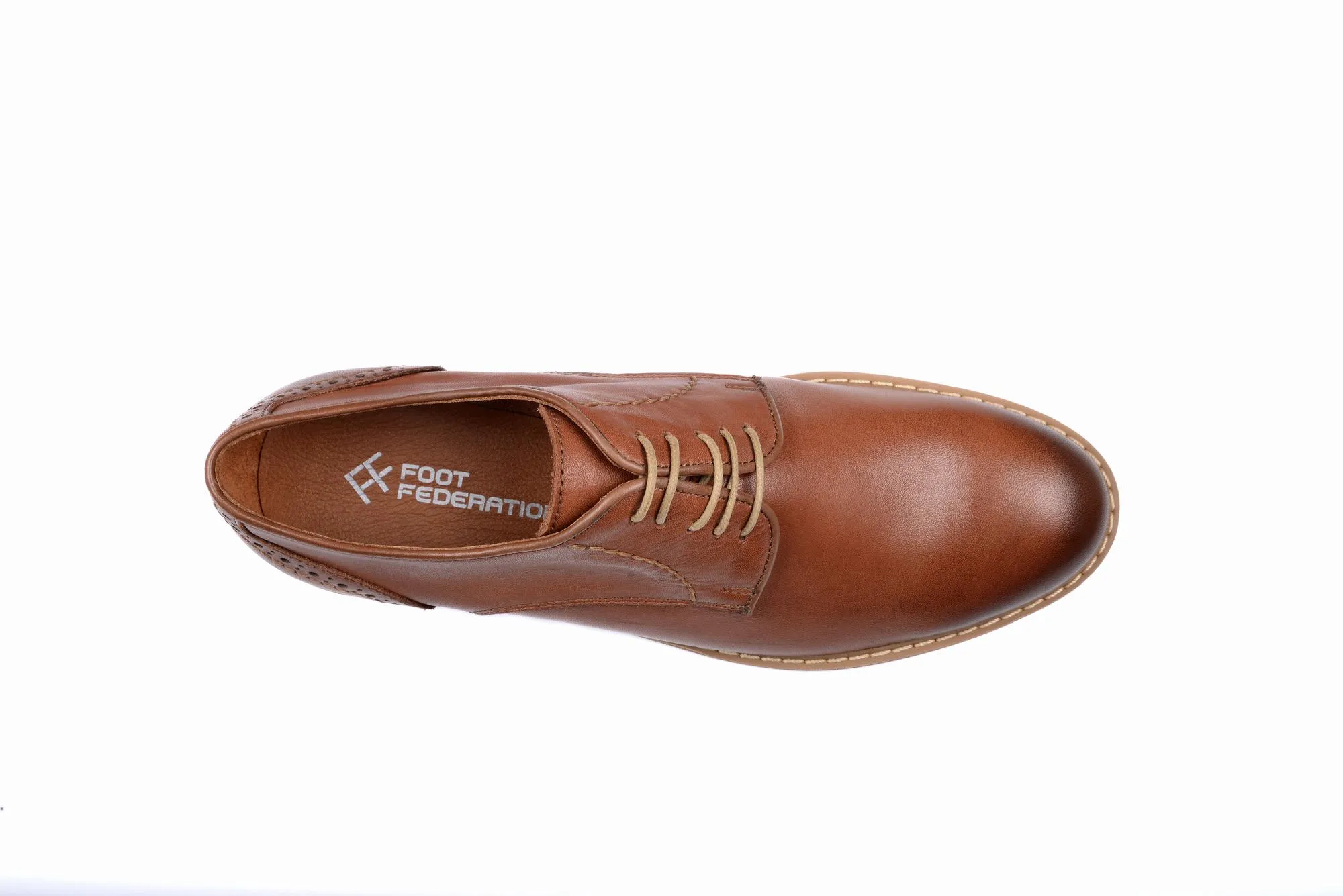 FOOT FEDERATION CITY DERBY PLAIN-TOE MENS SHOE TOBACCO