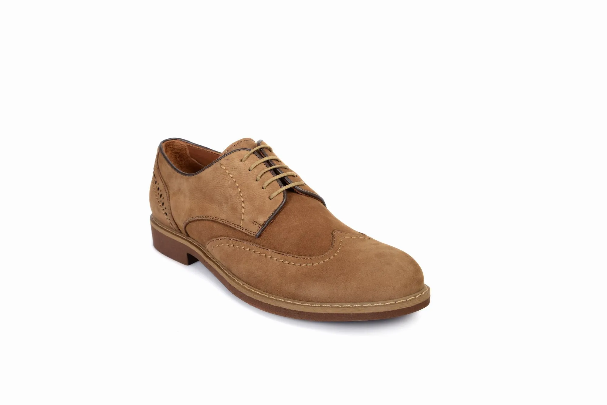 FOOT FEDERATION CITY DERBY WINGTIP MENS SHOE NUBUCK TOBACCO