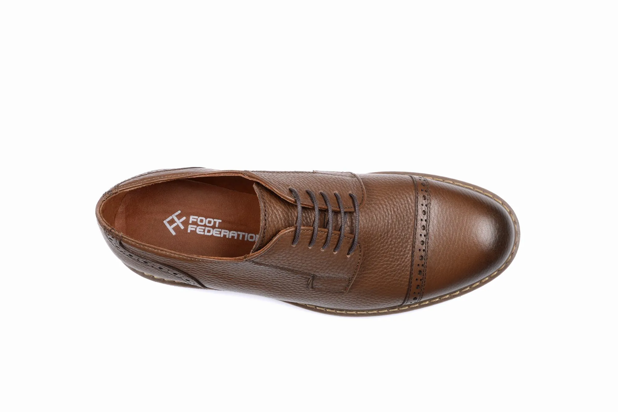 FOOT FEDERATION DERBY CAP-TOE MENS SHOE WALNUT