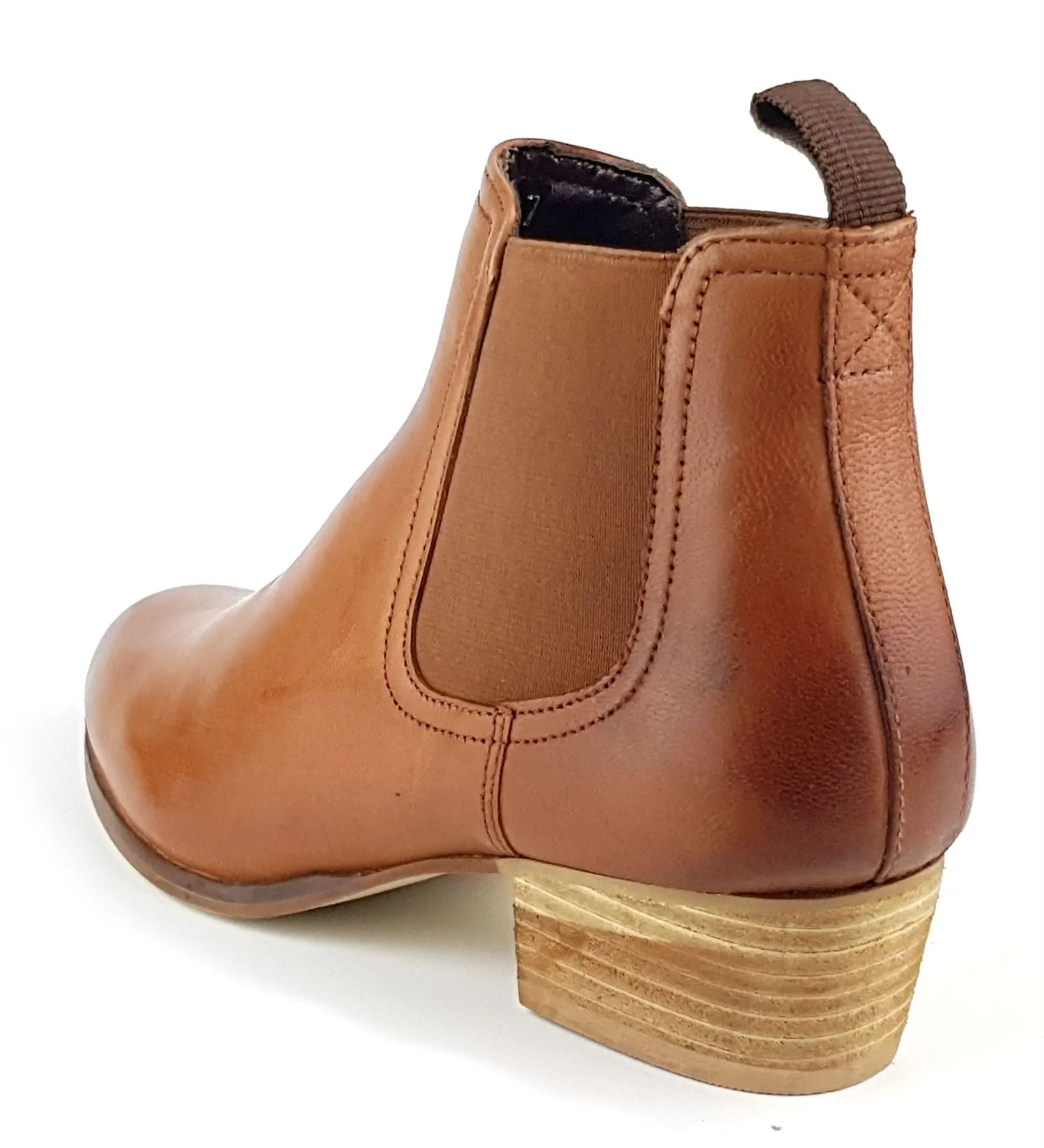 Frank James York Womans Pointed Leather Chelsea Pull On Ankle Heel Boots