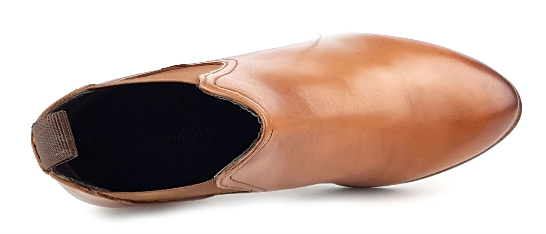 Frank James York Womans Pointed Leather Chelsea Pull On Ankle Heel Boots