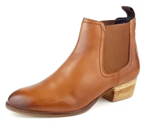 Frank James York Womans Pointed Leather Chelsea Pull On Ankle Heel Boots