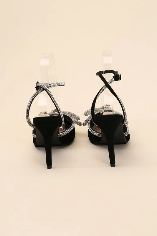 Freya Rhinestones Bow Decor Pointed Toe High Heels