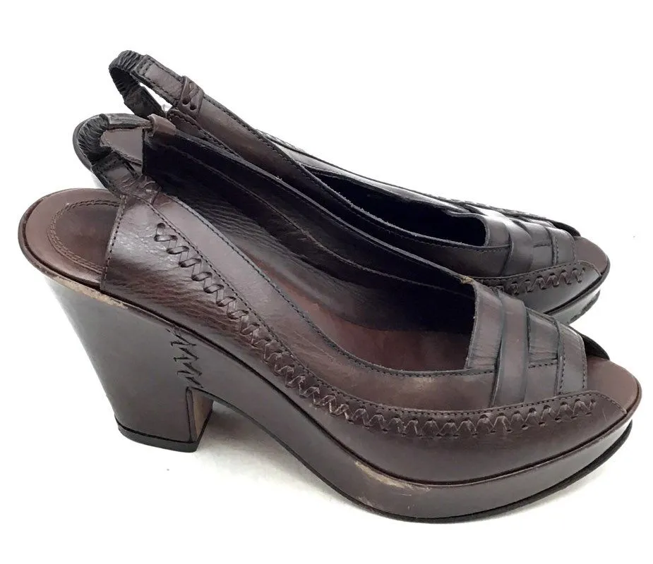 Frye Women's Brown Slingback Heels - Size 9B