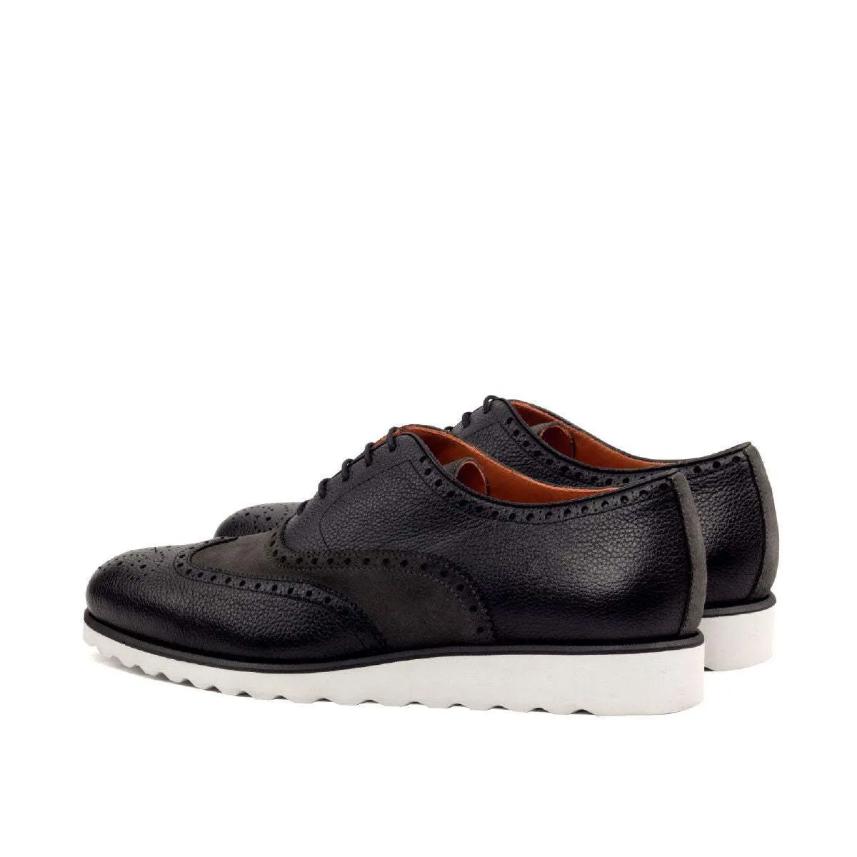 Full Brogue-Painted Full Grain, Lux Suede, Black, Grey-Wholesale
