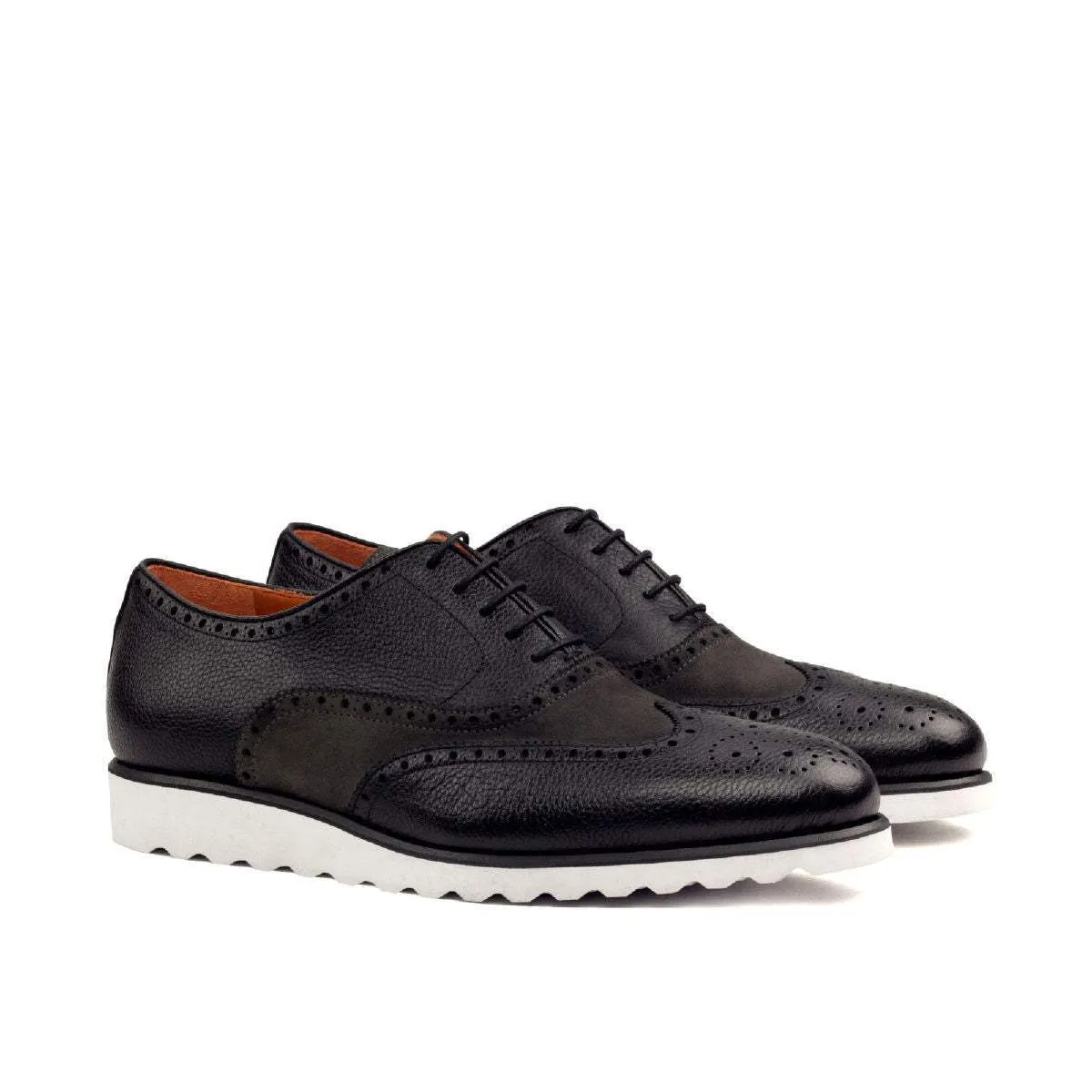 Full Brogue-Painted Full Grain, Lux Suede, Black, Grey-Wholesale