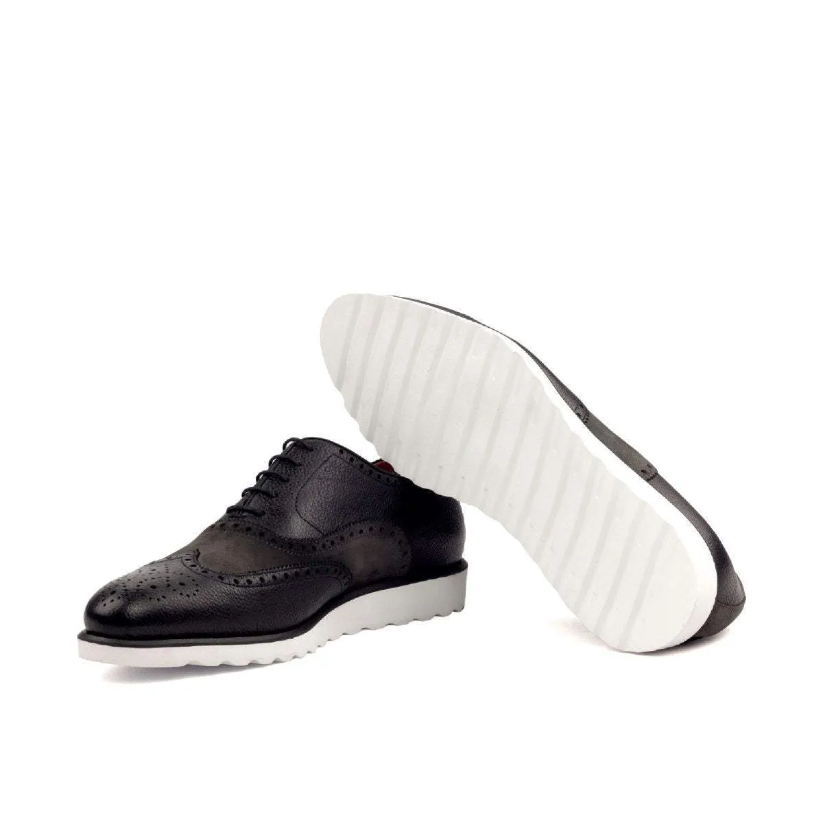Full Brogue-Painted Full Grain, Lux Suede, Black, Grey-Wholesale