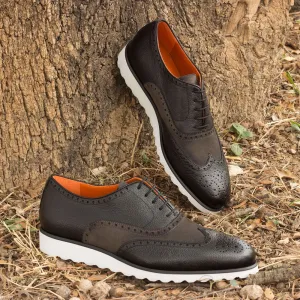 Full Brogue-Painted Full Grain, Lux Suede, Black, Grey-Wholesale