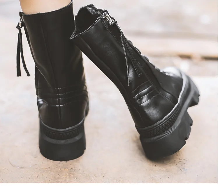 FXSO ZIP AND LACE UP DESIGN CHELSEA BOOTS S530 BLACK