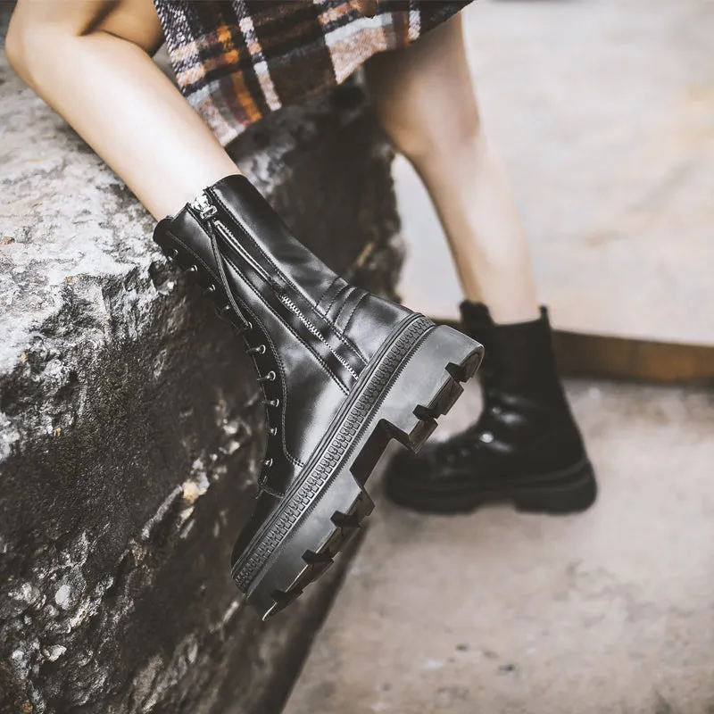 FXSO ZIP AND LACE UP DESIGN CHELSEA BOOTS S530 BLACK