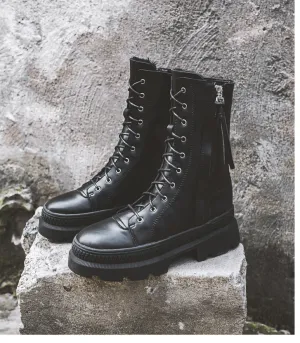 FXSO ZIP AND LACE UP DESIGN CHELSEA BOOTS S530 BLACK