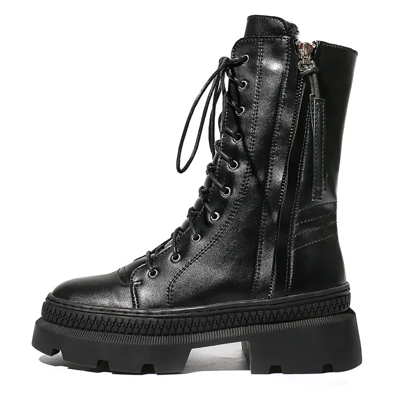FXSO ZIP AND LACE UP DESIGN CHELSEA BOOTS S530 BLACK