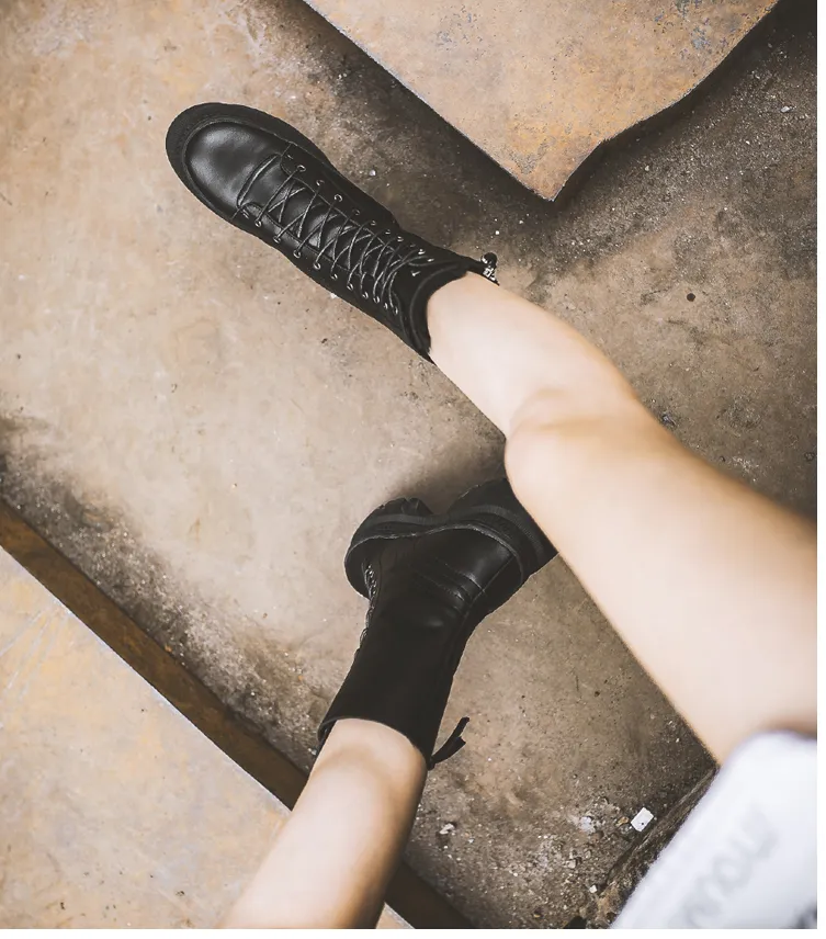 FXSO ZIP AND LACE UP DESIGN CHELSEA BOOTS S530 BLACK