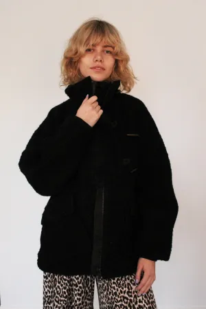 GANNI F6533 Boucle Wool Parka in Black