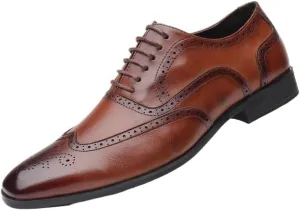 Genuine Calfskin Leather Derby Dress Shoes with Memory Foam Insole, Thick Anti-Slip Sole for Wedding Ceremonies and Corporate Events