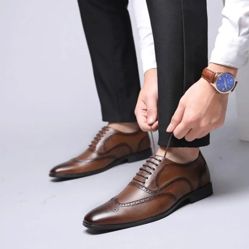 Genuine Calfskin Leather Derby Dress Shoes with Memory Foam Insole, Thick Anti-Slip Sole for Wedding Ceremonies and Corporate Events