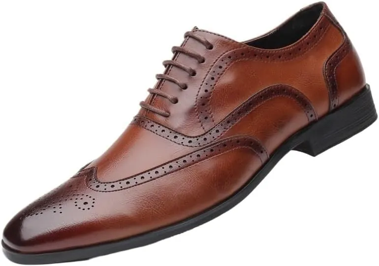 Genuine Calfskin Leather Derby Dress Shoes with Memory Foam Insole, Thick Anti-Slip Sole for Wedding Ceremonies and Corporate Events