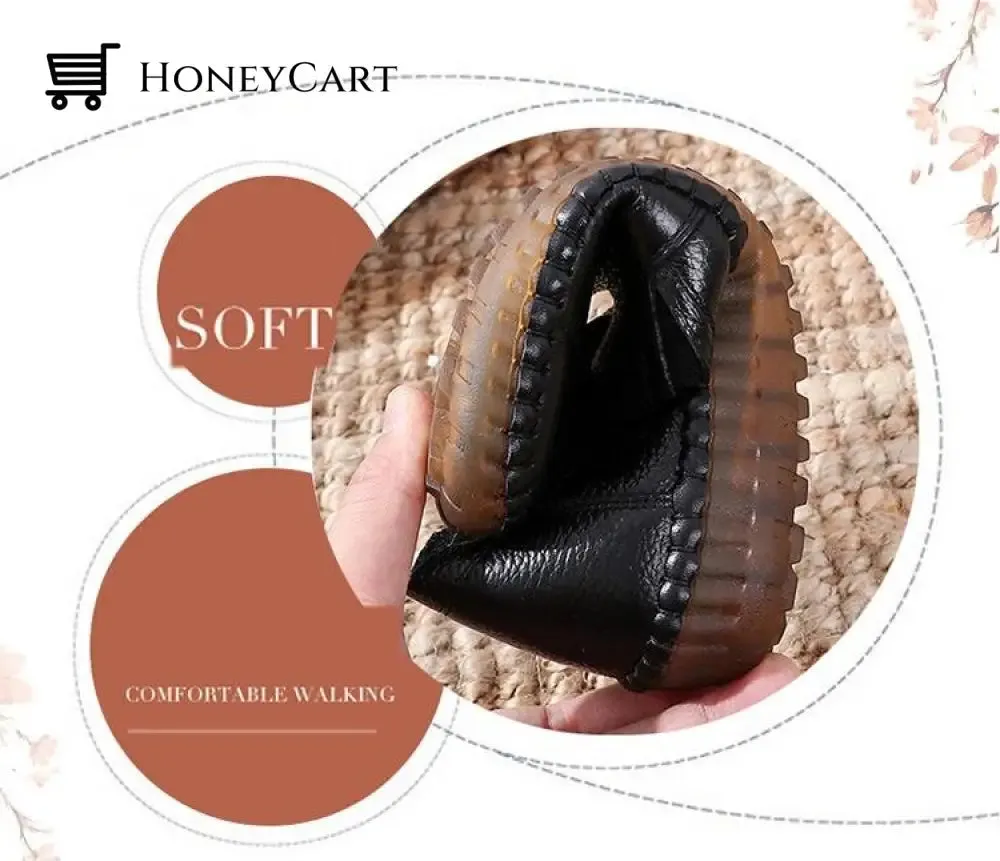 Genuine Leather Round Toe Flats Ladies Shoes for Bunions