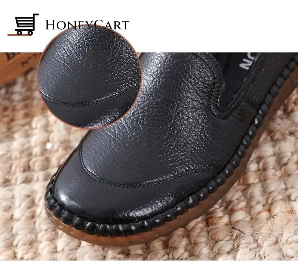Genuine Leather Round Toe Flats Ladies Shoes for Bunions